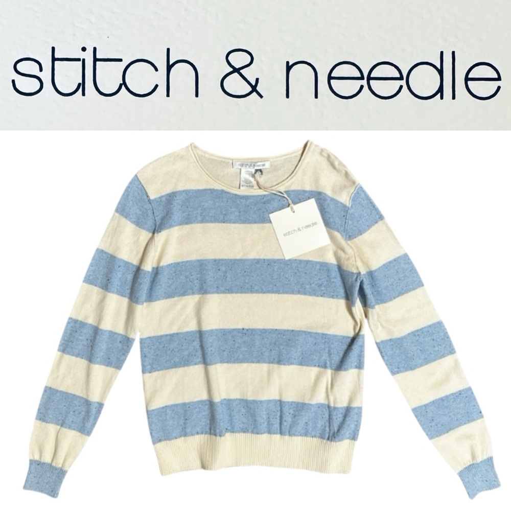 Stitch & Needle polo stripe Top summer cotton sweater  size Small soft cool